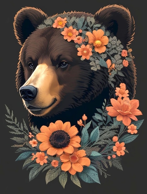 character bear and flower