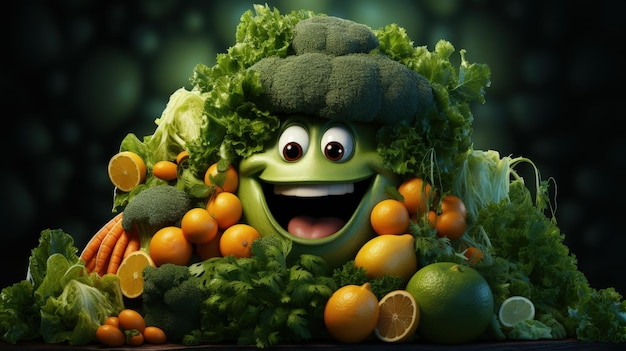 The character of cartoon fruits and vegetables