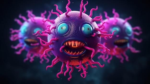 Foto il carattere del virus dei cartoni animati