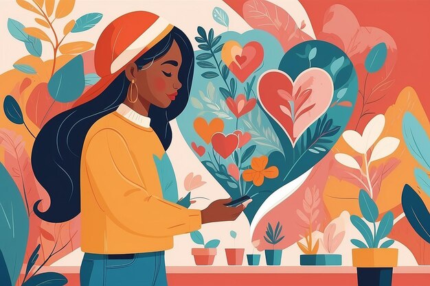 A character creating a selflove mural in a community space