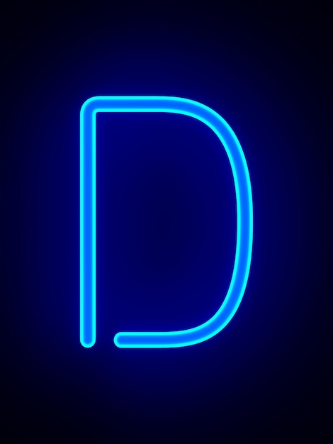 Character D on dark background 3D illustration