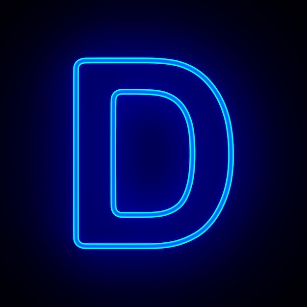 Character D on dark background 3D illustration