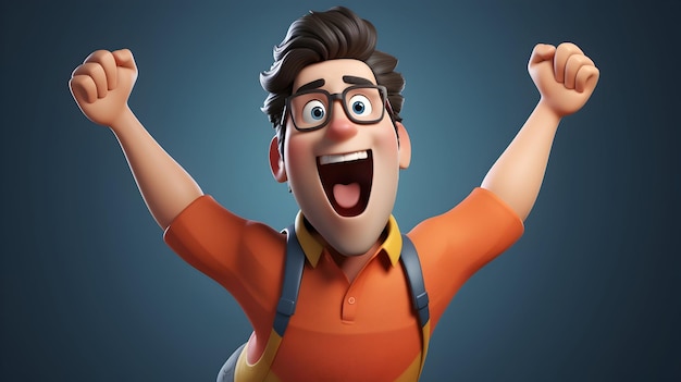 Photo a character demonstrating excitement with an animated gesture