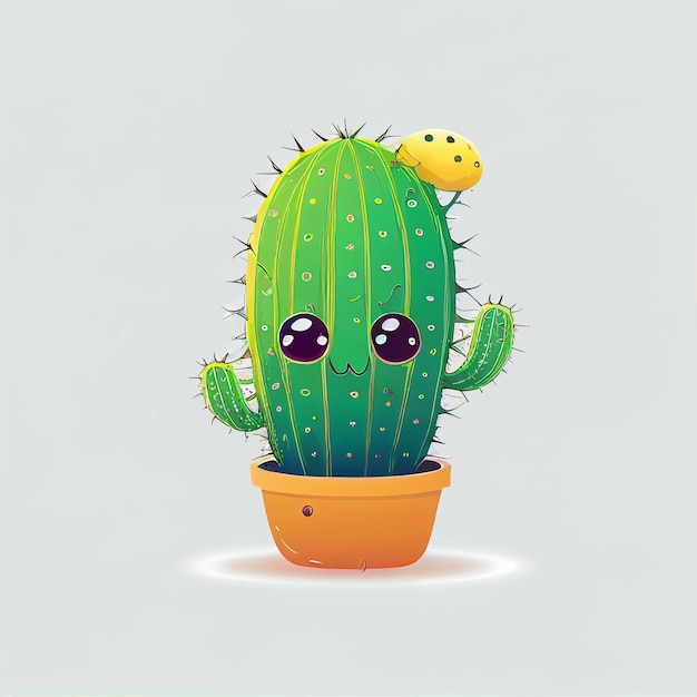 Character design cartoon cute cactus on isolated background Created with Generative AI technology