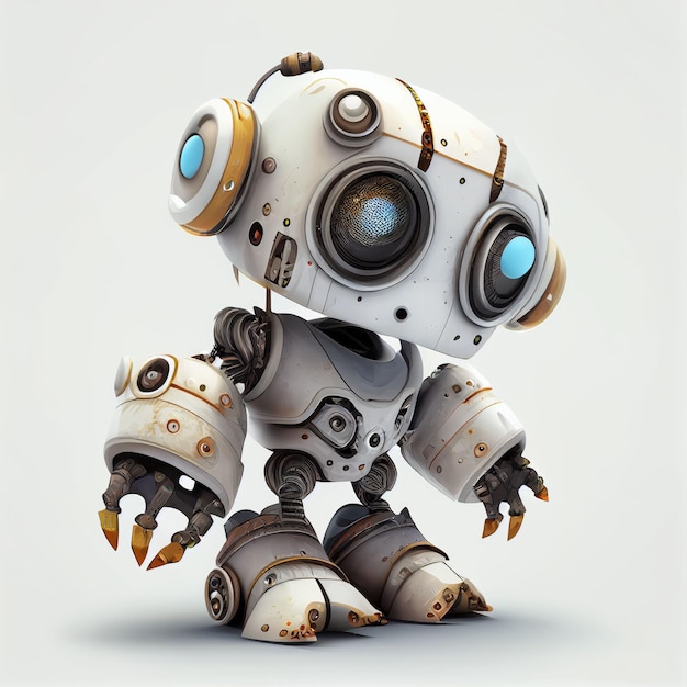 Character design of little cute robot on isolated background Created with Generative AI technology