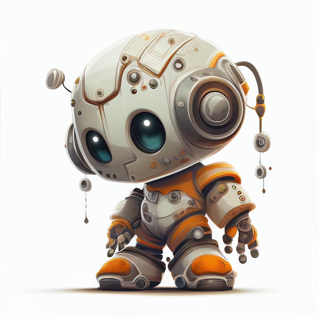 Character design of little cute robot on isolated background Created with Generative AI technology