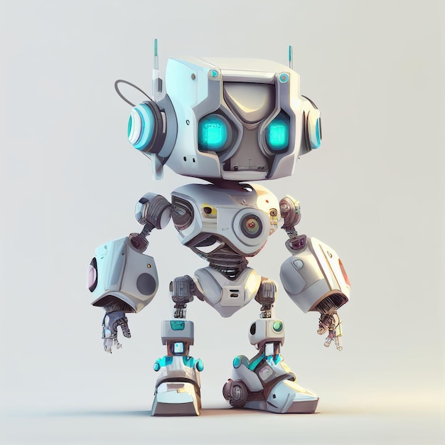 Character design of little cute robot on isolated background Created with Generative AI technology