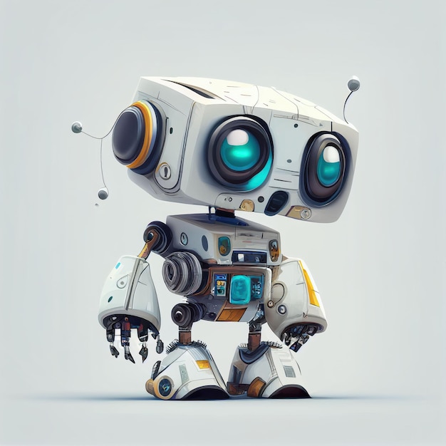 Character design of little cute robot on isolated background Created with Generative AI technology