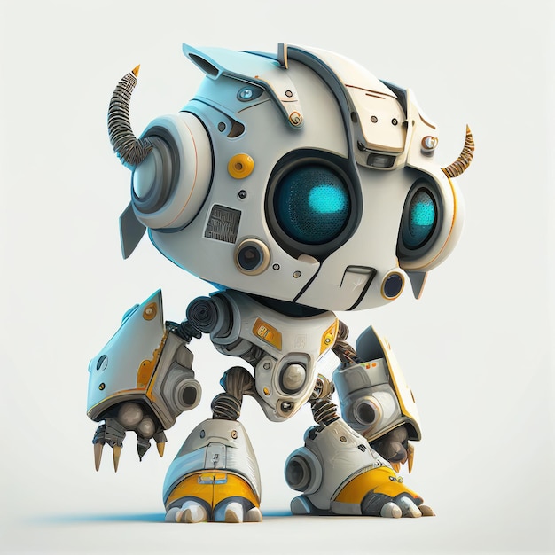 Character design of little cute robot on isolated background Created with Generative AI technology