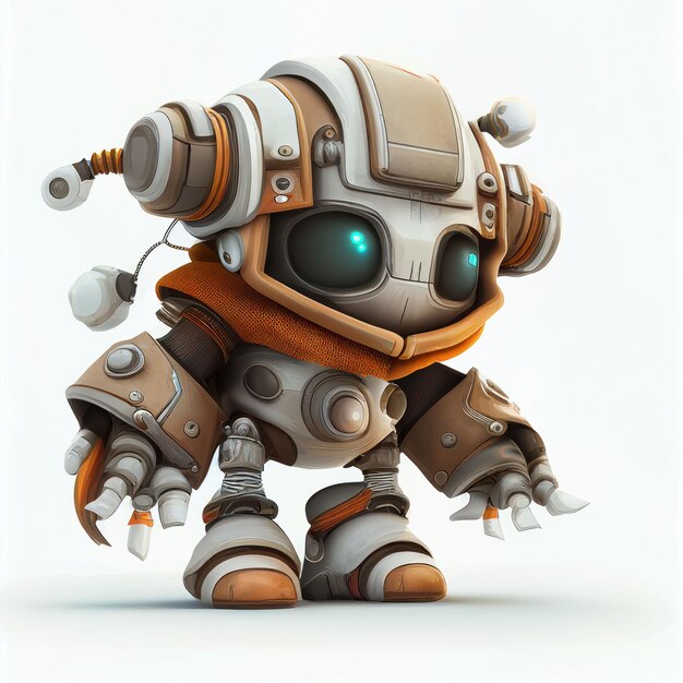 Character design of little cute robot on isolated background Created with Generative AI technology