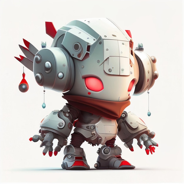 Character design of little cute robot on isolated background Created with Generative AI technology