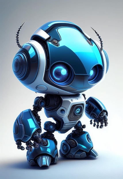 Character design of little cute robot on isolated background Created with Generative AI technology