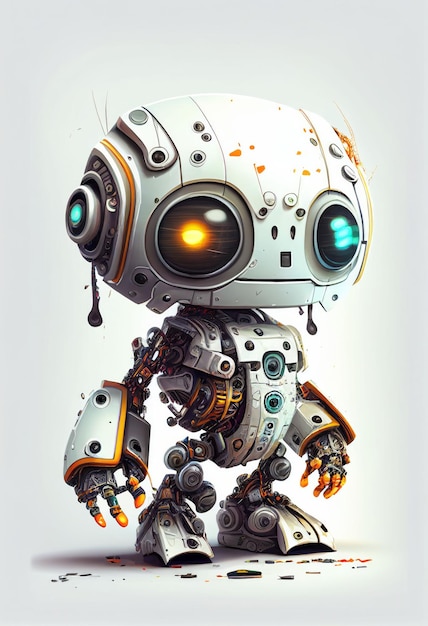 Character design of little cute robot on isolated background Created with Generative AI technology