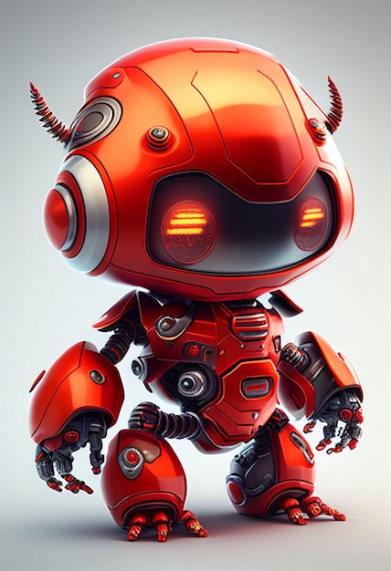 제너레이티브 AI 기술로 생성된 고립된 배경의 작고 귀여운 로봇의 캐릭터 디자인