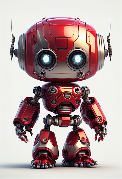 Character design of little cute robot on isolated background Created with Generative AI technology