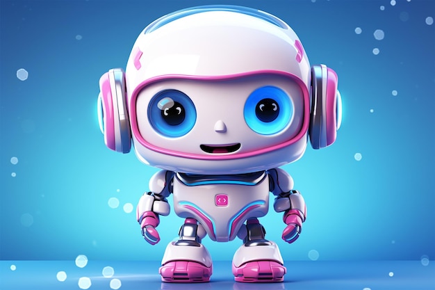 character design of little cute robot on isolated background