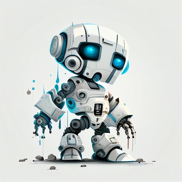 Character design of little robot on isolated background Created with Generative AI technology