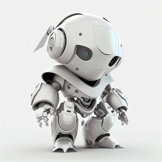 Photo character design of little robot on isolated background created with generative ai technology