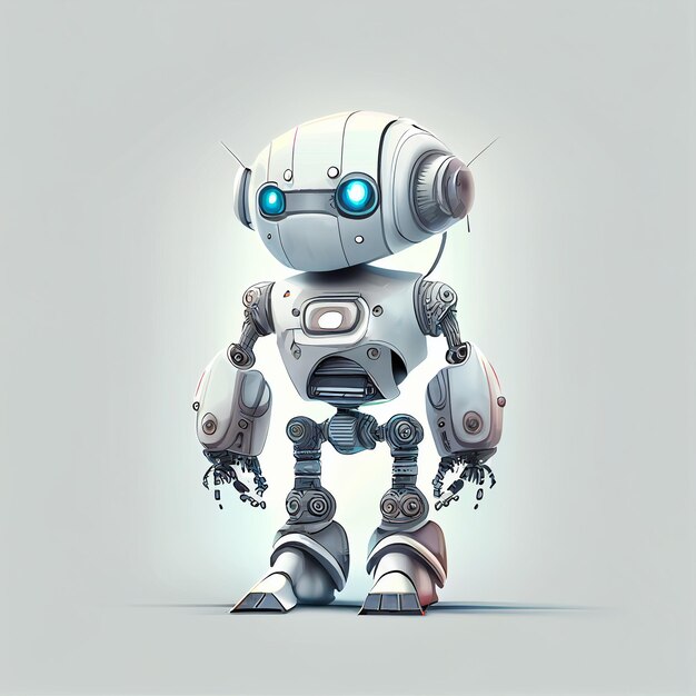 Character design of little robot on isolated background Created with Generative AI technology