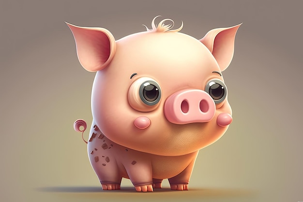 Дизайн персонажа свиньи в мультфильме