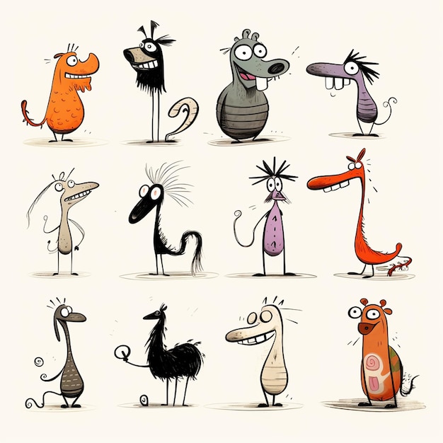 Photo a character designs whimsical animals in the style of comic artists