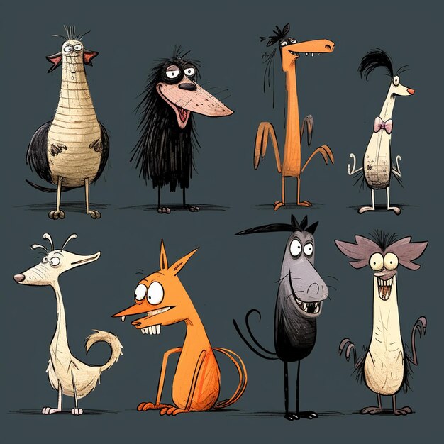 Photo a character designs whimsical animals in the style of comic artists