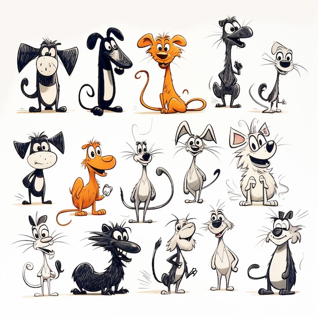 A Character designs whimsical animals in the style of comic artists