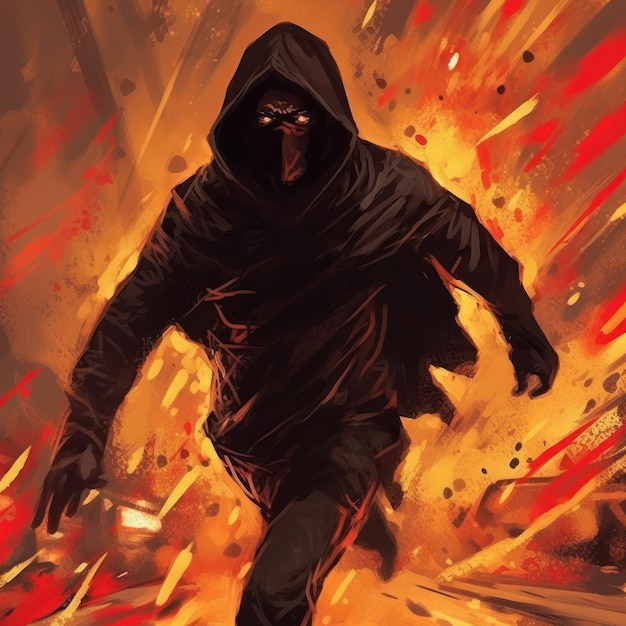 A character from the game the hacker is running with a mask on.