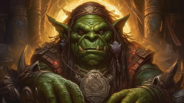 A character from the game orc with a large head and a large eye.