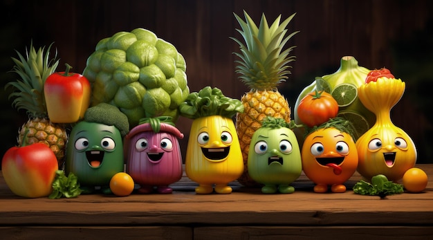 The character of fruits and vegetables funny