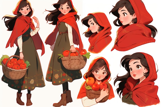 Character Model Sheets AutumnThemed Cartoon Girl Illustraties