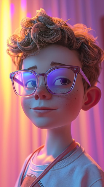 Character neon kid 3D