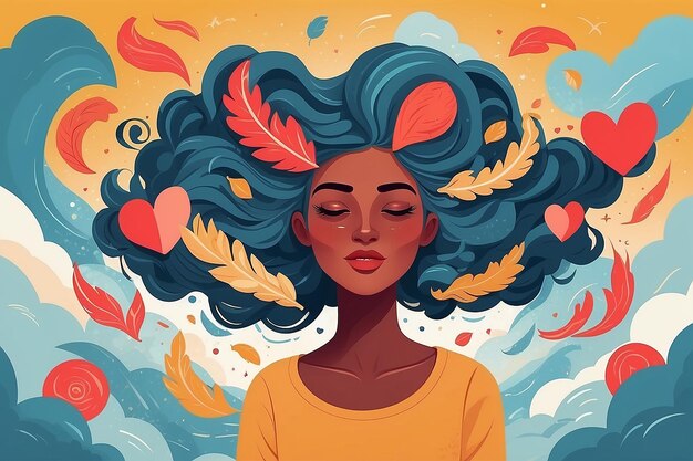 A character surrounded by a whirlwind of selflove strength