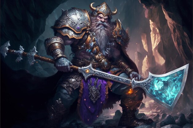 A character with a large axe in his hand.