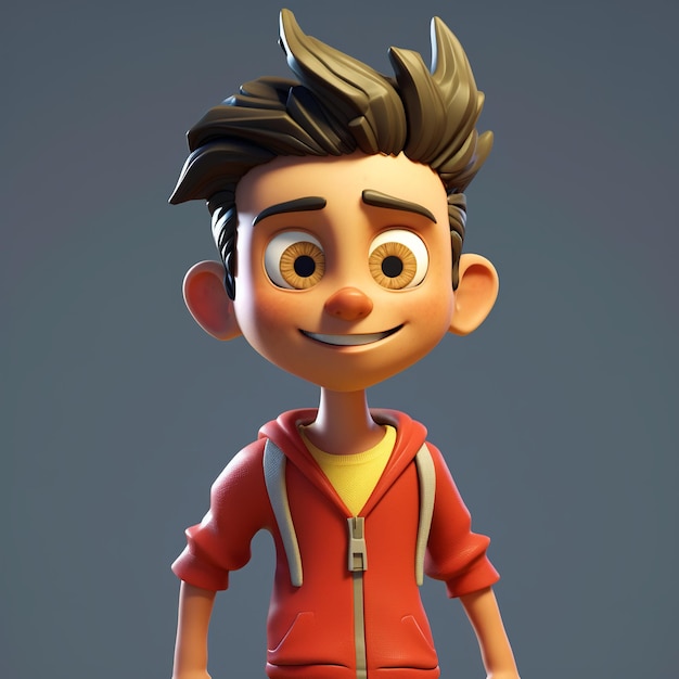 A character with a red hoodie and a yellow shirt.