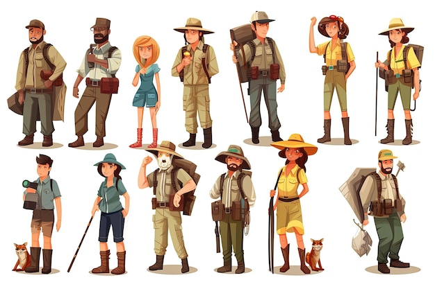 Characters of camping traveling people vector illustration