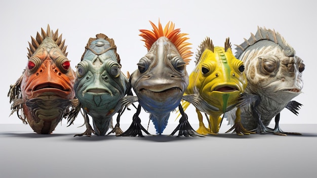 Photo characters exploring diverse predatory fish