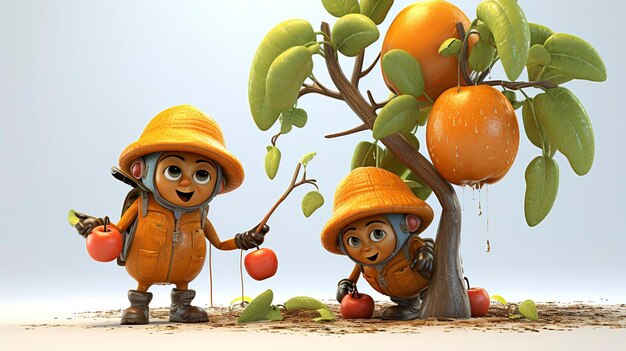 Characters Inspecting Pest Management on Fruit