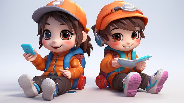 Characters Playing Games on Smartphones