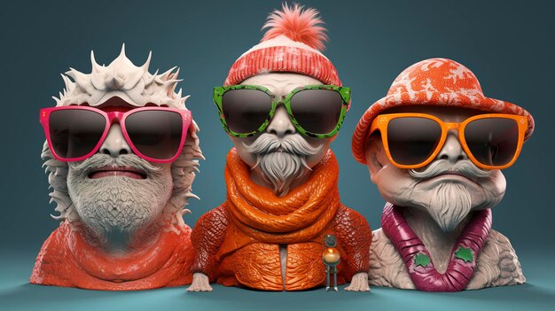 Characters Wearing Festive Sunglasses