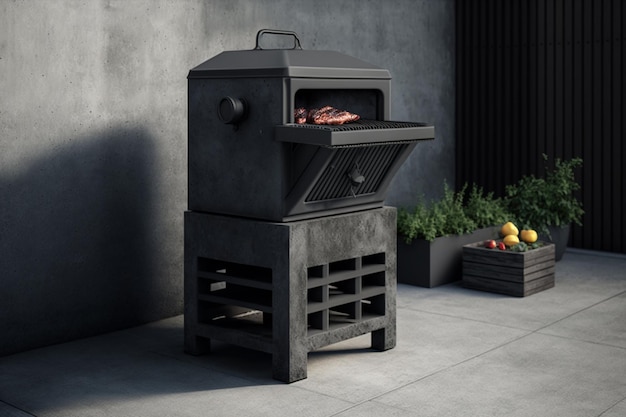 Charcoal BBQ on a Concrete Patio