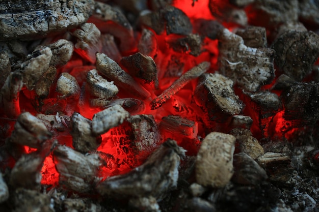Charcoal burning in fire