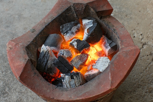 The charcoal fire detail