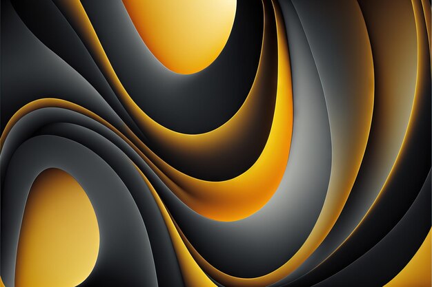 Charcoal and Yellow Wavy Abstract Wallpaper generative ai