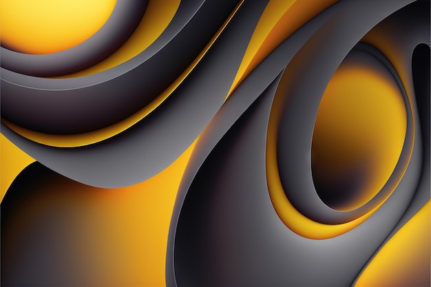 Charcoal and Yellow Wavy Abstract Wallpaper generative ai