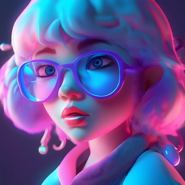 Charcter neon girl 3D