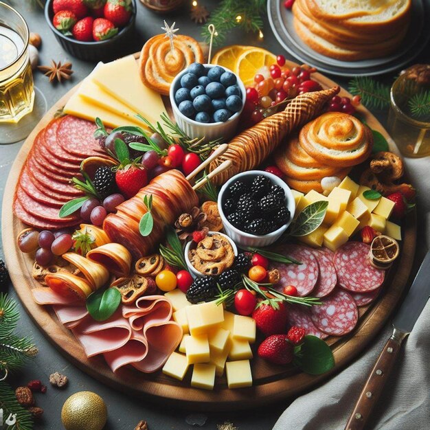 Foto piatti di charcuterie per un brunch festivo