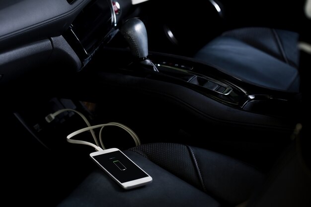 Charger plug mobile phone on car