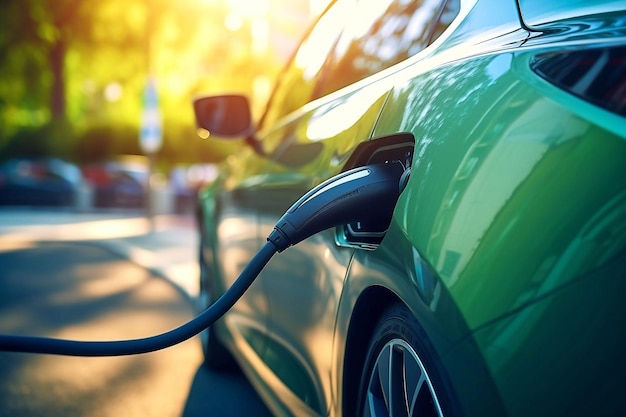 Photo charging an electric car in the city