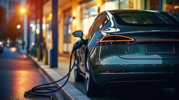 Charging electric cars with electric cables at charging stations